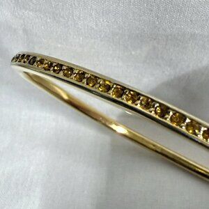 Monet Gold Tone Rhinestone Bangle Bracelet Signed